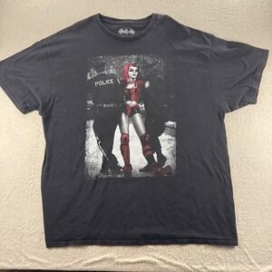Batman DC Comics Harley Quinn Police Black Graphic T-Shirt Mens 2XL Retro